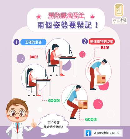 【#預防腰痛發生】兩個正確姿勢記住留心啦！